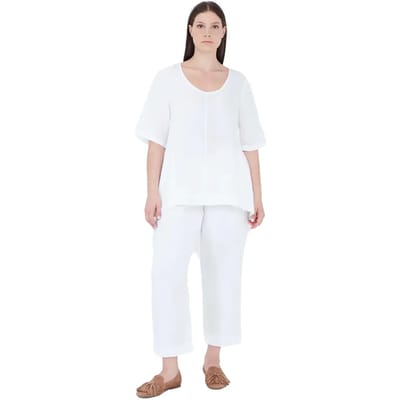 Linnen curve broek voor vrouw Haris Cotton