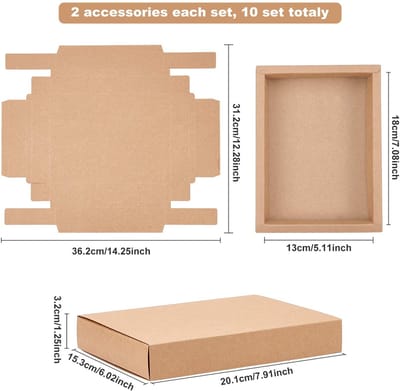 Dailygoods- Geschenkdoosjes 10 stuks - Vouwbare Doosjes - Kraftpapier - 20 x 15 x 3 cm - Voor Sieraden/Snoep - Creatieve Verpakking - Cadeaudoosjes