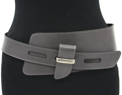 Dames afhang ceintuur donker grijs - 10 cm breed - Leer - Brede riem - Casual chique - Maat 90