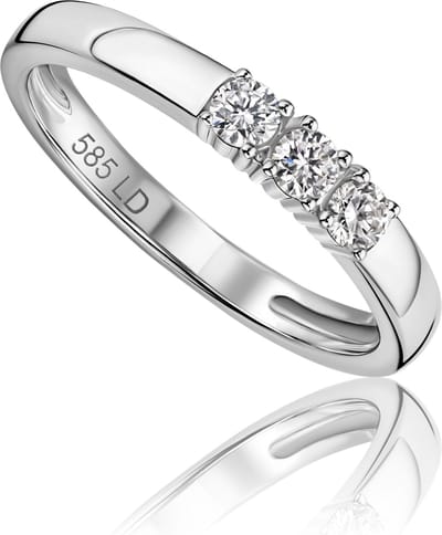 Miore Pure Ring - Gemaakt van 14 Karaat Witgoud - Met Diamanten - Handgemaakte Sieraden - Elegant - Elegante Dames Sieraden - Maat 52