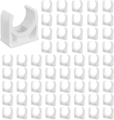 Dailygoody - Kunststof buisklemmen - Slangklem kunststof - 60 stuks - Wit - U-vormige clips - Geschikt voor tuinen en zwembaden - 25 mm