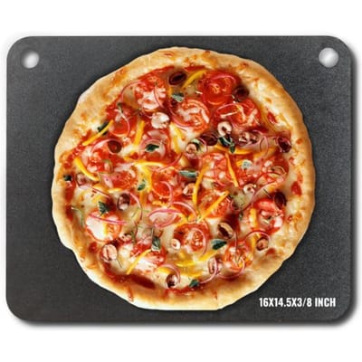 VEVOR Pizzasteen Pizzastaal 406 x 368 x 10 mm, Pizzastaalplaat voor de oven, Voorgekruide pizzabaksteen van Q235 koolstofstaal met hogere geleidbaarheid voor restaurants, cafés, straatwinkels