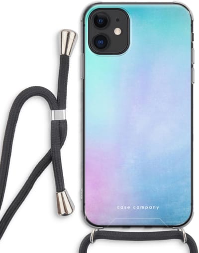 Case Company® - Hoesje met koord geschikt voor iPhone 11 hoesje met Koord - Mist pastel - Telefoonhoesje met Zwart Koord - Bescherming aan alle Kanten en Over de Schermrand