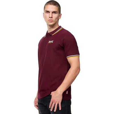 Lonsdale Polo Shirts Velton Poloshirt normale Passform Oxblood/Yellow/White-M