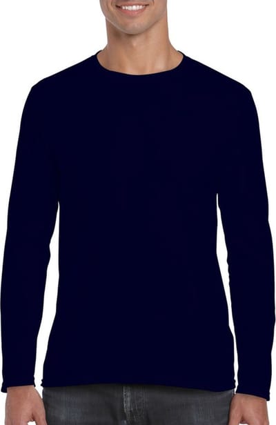 Gildan T-shirt - lange mouwen - donkerblauw - katoen/polyester - dubbel gestikt M