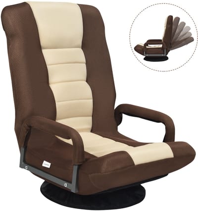 COSTWAY Vloerstoel, 360 graden draaibaar, vloerstoel met 6-voudig verstelbare rugleuning, gamestoel gevoerd, vloerbank, meditatiestoel, tot 140 kg belastbaar, Lazy Sofa