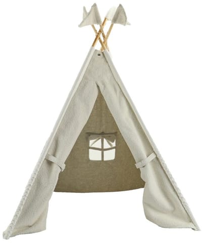Overseas Tipi Tent Teddy met Vlaggetjes - Off White - 140 x 112 cm