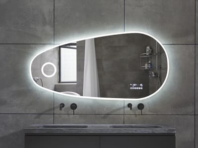Mawialux LED Badkamerspiegel - Bluetooth en speakers - 119x59cm - Asymmetrisch - Verwarming - Touchscreen - Dimbaar - Ana PLUS