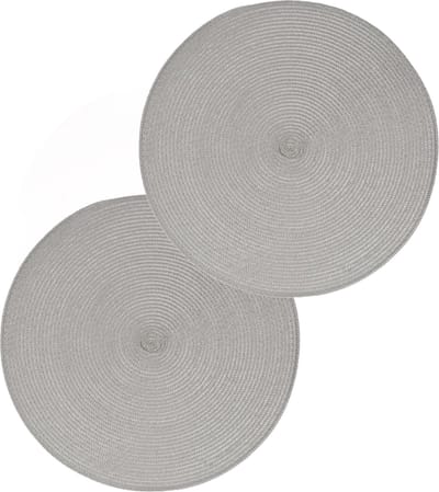Secret de Gourmet ronde placemat - Set van 4x stuks - lichtgrijs - gevlochten kunststof - Dia 38 cm - Onderleggers