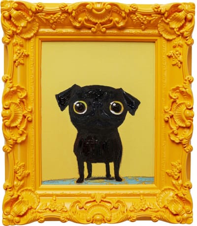Schilderij geel zwart hond 30x35cm Kare Design