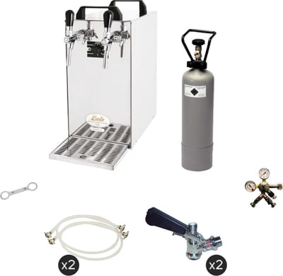 Complete set - Biertap - Kontakt 40 2-kraans droogkoeler, 50 liter/u - Thuistap, Bierkoeler - met Fustkoppeling Type S, Type D