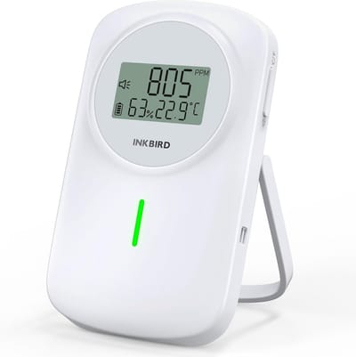 Luchtkwaliteitsmonitor - CO2 meter - Gezond Binnenklimaat - 3-in-1 Meting - 6.6x11.1cm - Zwart