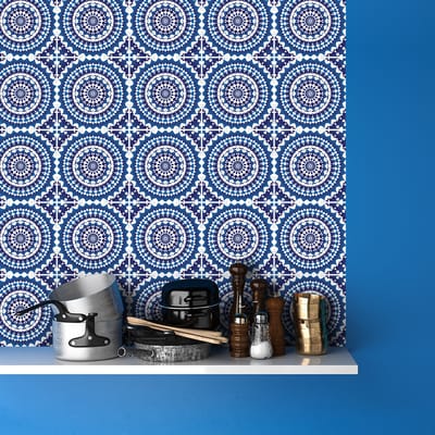 Zelfklevende muurtegelstickers voor keuken en badkamer - 24 Bangui etnische cementtegelstickers - 24 stickers, 10x10cm