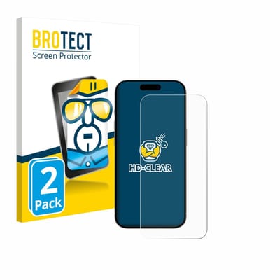 BROTECT - Screenprotector voor Apple iPhone 15 / 15 Pro - Folie Beschermfolie transparant 2 Stuks
