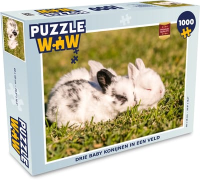 Puzzel Baby konijn - Huisdier - Gras - Legpuzzel - Puzzel 1000 stukjes volwassenen