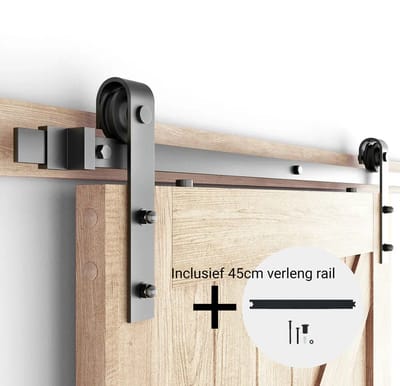 Barnwood Originals Modern - Schuifdeursysteem - Complete set - 245 cm (2 x 100 cm 1x 45cm) rail - Zwart