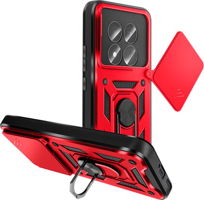 Mayaxess, Hoesje voor Redmi Note 15 Pro 5G met Schuifbare Camerabescherming / Magnetische Ring, Rood