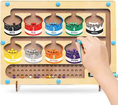 DOWO® - Magnetisch Bord Puzzels – Montessori Speelgoed vanaf 3 jaar - Educatief Speelgoed - Magnetisch Kleur en Getal Doolhof - Educatieve Puzzel - Labyrint Spiel - Sorteren - Ontwikkelingsgericht Speelgoed