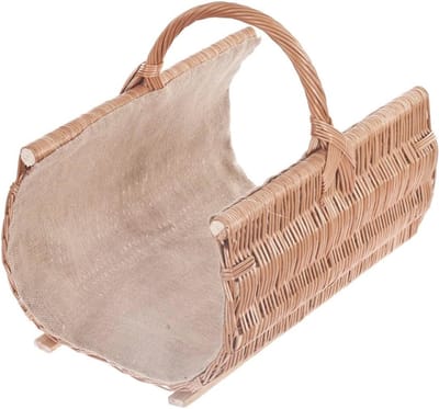 Open haard mand - Handgevlochten rieten mand voor brandhout - Honinggeel 50 x 30 x 40 cm