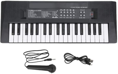 Dailygoods - Elektrisch toetsenbord - Draagbaar muziektoetsenbord - Educatief muziekinstrument - Zwart en wit - 37 toetsen - Geschikt voor kinderen -...