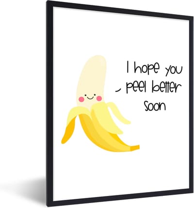 Fotolijst incl. Poster - Sterkte - Quotes - Fruit - Bananen - 30x40 cm - Posterlijst