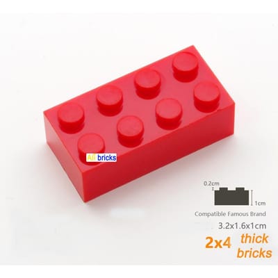 20 stuks Bulk Blokken Bouwstenen Dik 2x4 Gericht op Leren Assemblage Constructie Speelgoed voor Kinderen Afmeting Werkt Met Met 3001