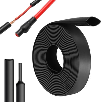 2 Meter Krimpfolie, 4:1 Krimpverhouding, Ø 12 mm, Met Lijm, Polyolefine, Zwart, Waterdicht, Isolatie, Kabelisolatie, Markering en Bescherming
