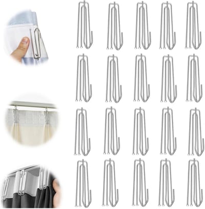 20-delig gordijnhaken - roestvrijstalen haken - vierklauw shaken - gordijnhaken voor rails - gordijn accessoires - geschikt voor gordijnen, douchegordijnen en deurgordijnen (6,8*2 cm - zilver)
