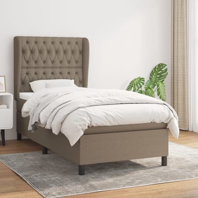 vidaXL - Boxspring - met - matras - stof - taupe - 90x200 - cm