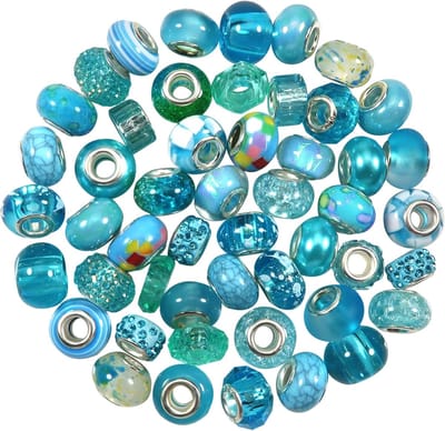 Kralen Europese Groot Gat Kralen Lichtblauw Gemengde Grootte voor Charmes Sieraden Maken