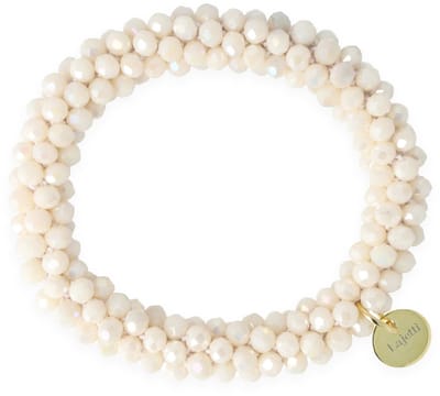 Lajetti Armband Dames Haarelastiek Champagne - Glaskralen Beaded Bracelet - Handgemaakt