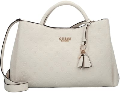 GUESS schoudertas Phoebe Large Girlfriend Satchel Cream White Logo crème