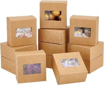 30 Stuks Cadeauverpakkingen met Venster van Kraftpapier voor Handgemaakte Zeep, Kaarsen en Snoepjes - Ideaal voor Kleine Bedrijven en Baksels