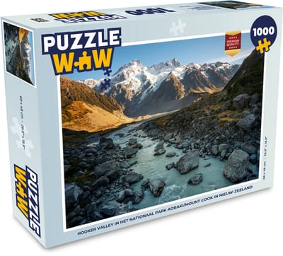Puzzel Hooker Valley in het Nationaal park Aoraki/Mount Cook in Nieuw-Zeeland - Legpuzzel - Puzzel 1000 stukjes volwassenen