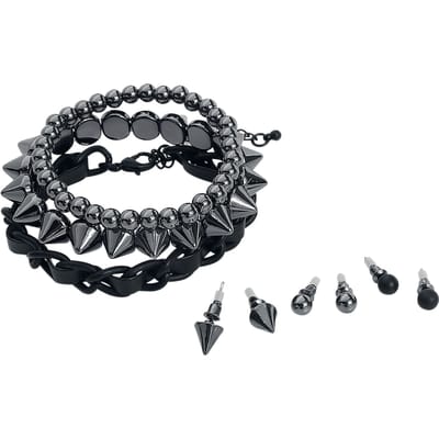 Rock Rebel by EMP - Rock Armband Set - Studs - zwart