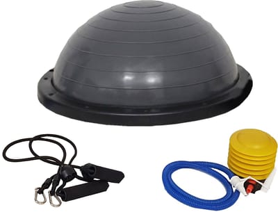 TRUTZHOLM Balanstrainer Ø 60cm - Yoga Gymnastiek Balans Halve Bal - Heavy Duty Balansbord Fitnessbal met Weerstandsbanden