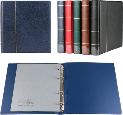 SnelShoppen - Kobra Ringbinder voor Munten, Bankbiljetten, Ansichtkaarten en Eerste Dagbladen, Blauw, 20 Pocket, Transparant, Perfect voor Verzameling
