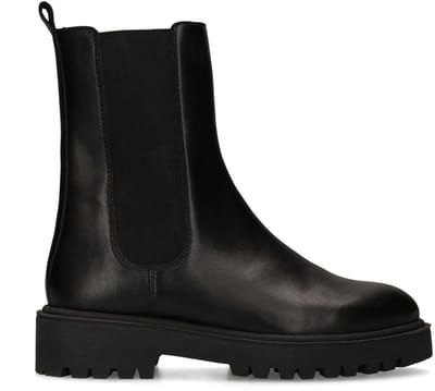 Manfield - Dames - Zwarte leren chelsea boots - Maat 38