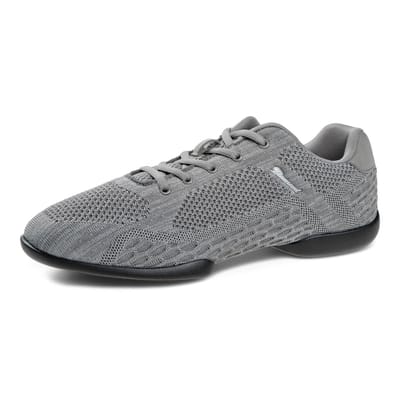 Salsa danssneaker TUNE 213 - 503 - 398 - Gesplitste zool - Twee draaipunten - Lichtgewicht ademend mesh - Zachte voetbed - Flexibele - Unisex danssneakers - Dansen binnen & buiten - Latin, Bachata, Zouk - Diamant - Grijs - 38
