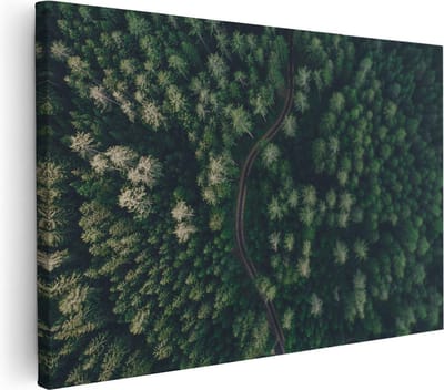 Artaza Canvas Schilderij Bosweg - 30x20 cm - Klein - Wanddecoratie Landschap - Muurdecoratie Natuur - Schilderijen Op Canvas