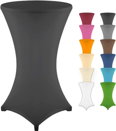 Statafelhoes Stretch - Hoes Tafel - Feestelijk Decoreren - Öko-Tex Keurmerk - Ø70-75cm - Zwart