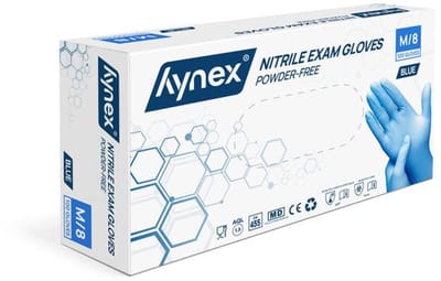 Hynex Nitril handschoenen maat M blauw 100/doos 3,5gram poedervrij