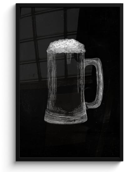 Poster in lijst - Fotolijst 60x90 cm - Posters - Bierpul - Schuim - Krijttekening - Posterlijst zwart - Decoratie - Wanddecoratie woonkamer - Muurdecoratie slaapkamer