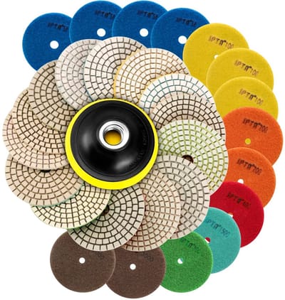 Ynkkvre – Disque de polissage – 15-delige 4-inch (100 mm) diamant polijstschijven set – korrel 50-6000 – voor beton, graniet en marmer – compatibel met polijstmachines