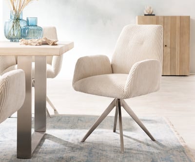 Gestoffeerde-stoel Zoa-Flex kruisframe hoekig roestvrij staal koord beige pocketveer kern