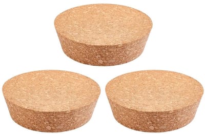 Dailygoods- Kurken Set van 3 - Natuurkurk - Vlak/Rond - Diameter 95-110 mm - Afdichting voor Flessen - Lichtbruin - Flesdoppen