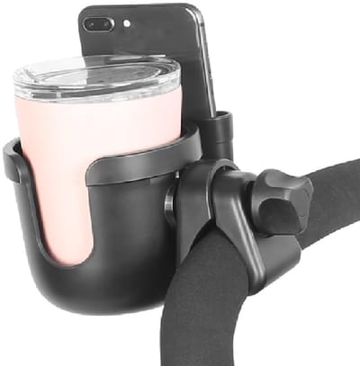 Unyqoos® Universele 2-in-1 bekerhouder met telefoonhouder voor kinderwagens en fietsen