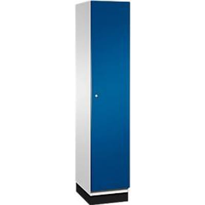 C+P Kast Cambio, 1 vak, met sokkel, B 400 x D 525 x H 1980 mm, lichtgrijs/gentiaanblauw