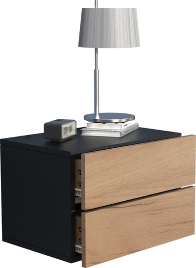 Houten wandlade nachtkastje wandplank lade console nachtkastje Usal L 45 cm