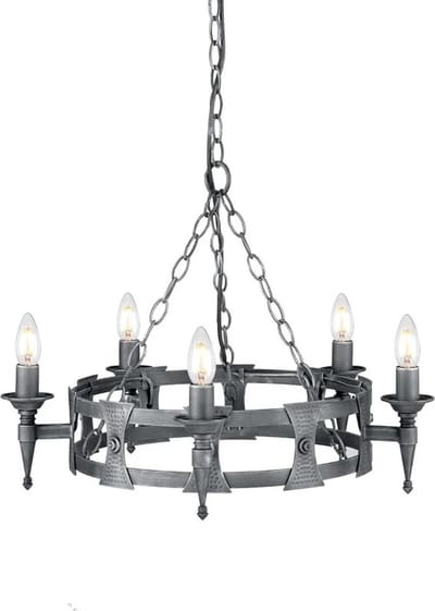 Elstead Lighting LED Kroonluchter | 5X E14 Max 60W | Dimbaar | Black/Silver Patina